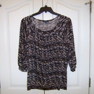 Brand New Notations Womens White and Black Striped Patterned - Size 1X